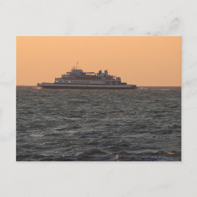Carte postale de navire au coucher du soleil (Devant)