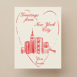 Carte postale de New York City NYC peinte à la mai