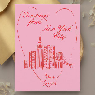 Carte postale de New York City NYC peinte à la mai