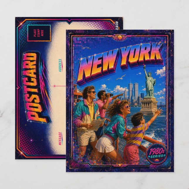 Carte postale de New York des années 80 Rétro (Devant / Derrière)