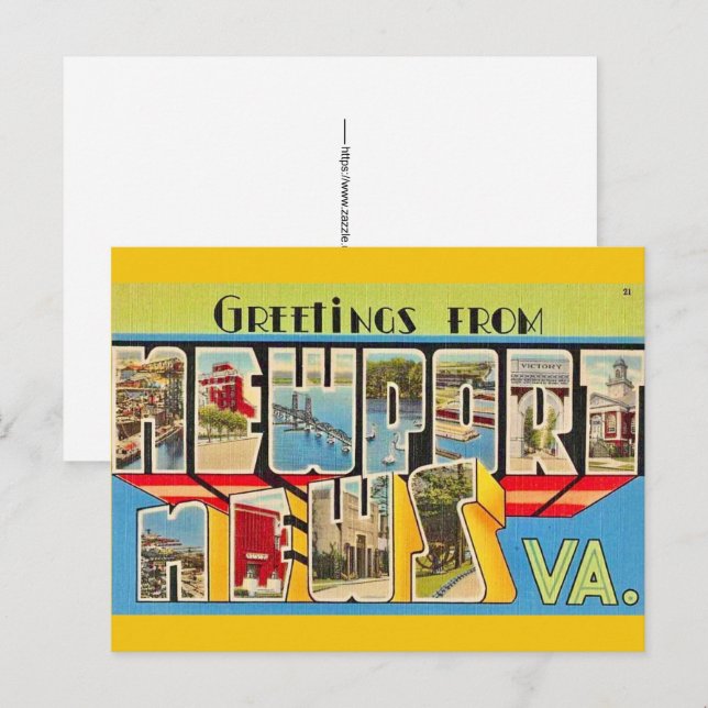 Carte postale de Newport News VA (Devant / Derrière)