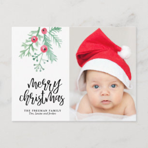 Carte postale de Noël à feuillage persistant