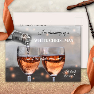 Carte postale de Noël au vin rosé drôle