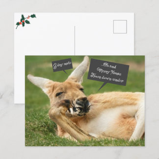 Carte postale de Noël australienne ; kangourou