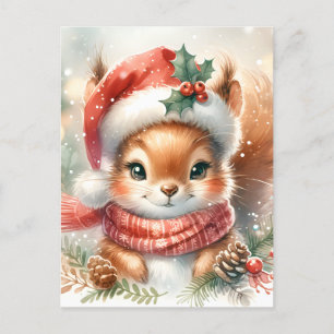 Carte postale de Noël aux écureuils mignons - ador