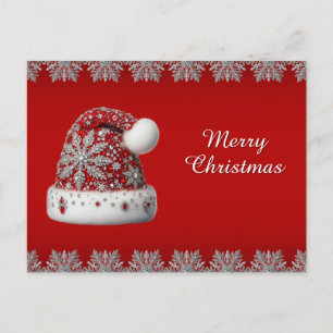 Carte postale de Noël avec chapeau de Père Noël ro