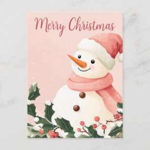 Carte postale de Noël avec joli Snowman