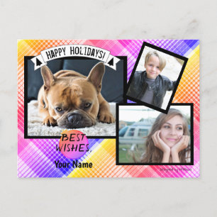 Carte postale de Noël avec Rainbow Plaid HAMbWG