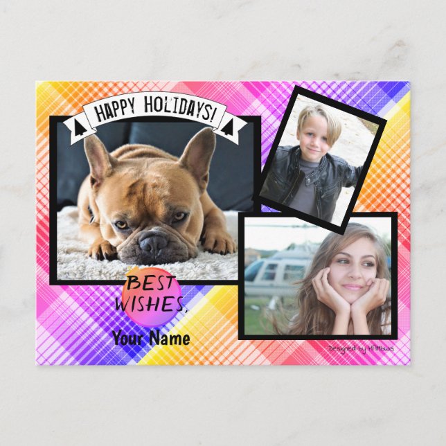 Carte postale de Noël avec Rainbow Plaid HAMbWG (Devant)