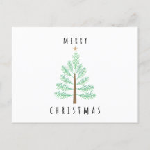 Carte postale de Noël avec sapin et ornements