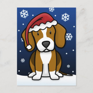 Carte postale de Noël Beagle Kawaii