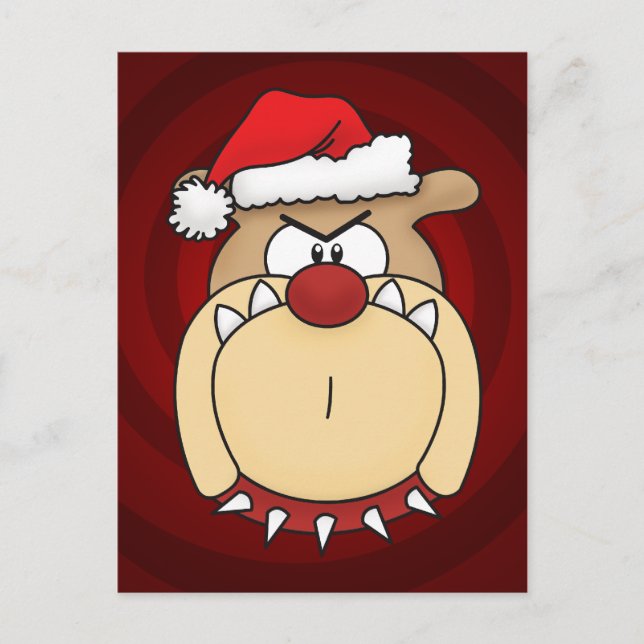 Carte postale de Noël Buldog (Devant)