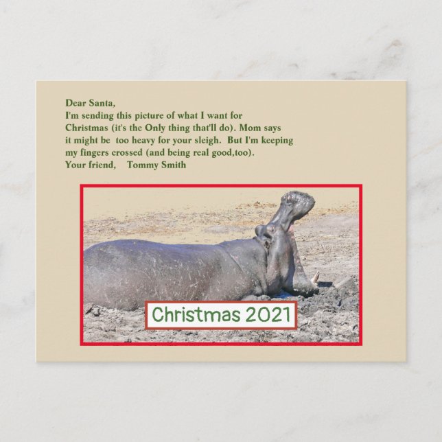 CARTE POSTALE DE NOËL "CE QUE JE VEUX POUR NOËL (Devant)