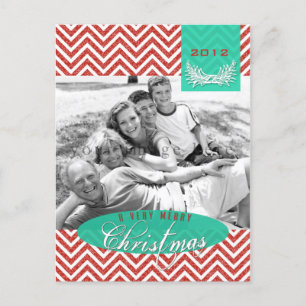 Carte postale de Noël Chevron Damask