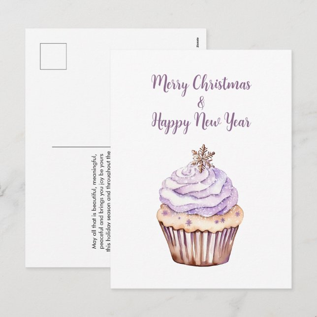 Carte postale de Noël, Cupcake de Noël (Devant / Derrière)