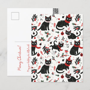Carte postale de Noël Cute Retro Black Cats