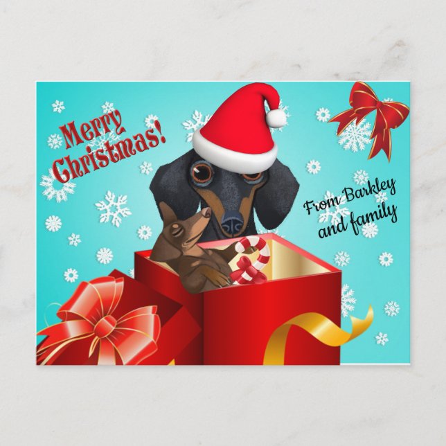 Carte postale de Noël Dachshund (Devant)