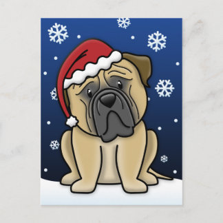 Carte postale de Noël de Bullmastiff de faon de