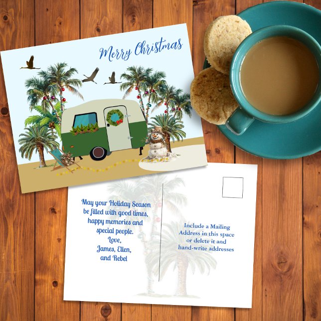 Carte postale de Noël de camping tropical (Créateur téléchargé)