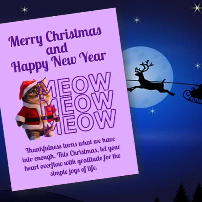 Carte postale de Noël de chat de Père Noël (Créateur téléchargé)