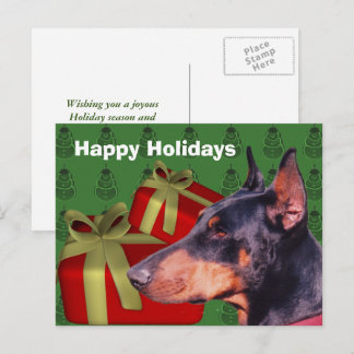 Carte postale de Noël de chien Doberman