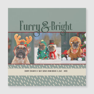 Carte postale de Noël de chien en peluche lumineus