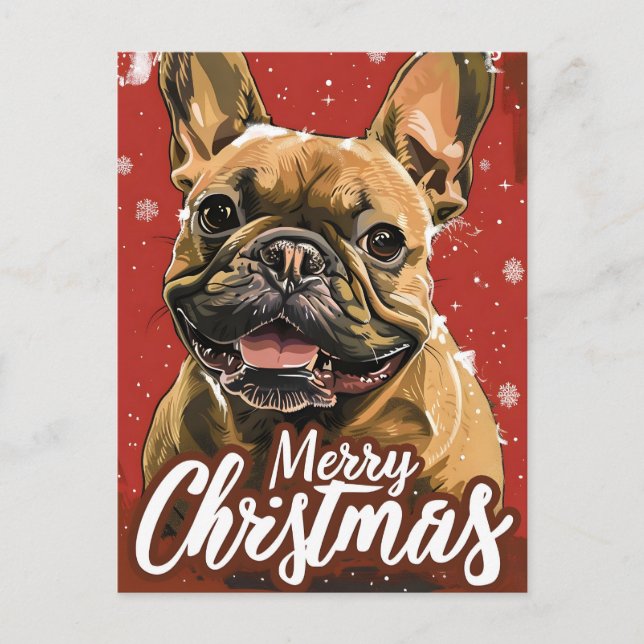 Carte postale de Noël de Chien-taureaux français (Devant)