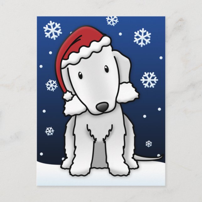 Carte postale de Noël de Kawaii Bedlington Terrier (Devant)