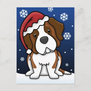 Carte postale de Noël de Kawaii St Bernard
