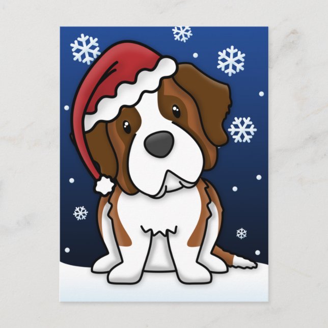 Carte postale de Noël de Kawaii St Bernard (Devant)