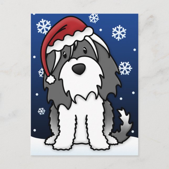 Carte postale de Noël de Kawaii Tibétain Terrier (Devant)