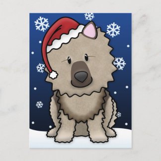 Carte postale de Noël de Keeshond de Kawaii