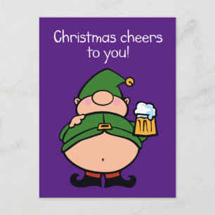 Carte postale de Noël de la bière Elves Naughty