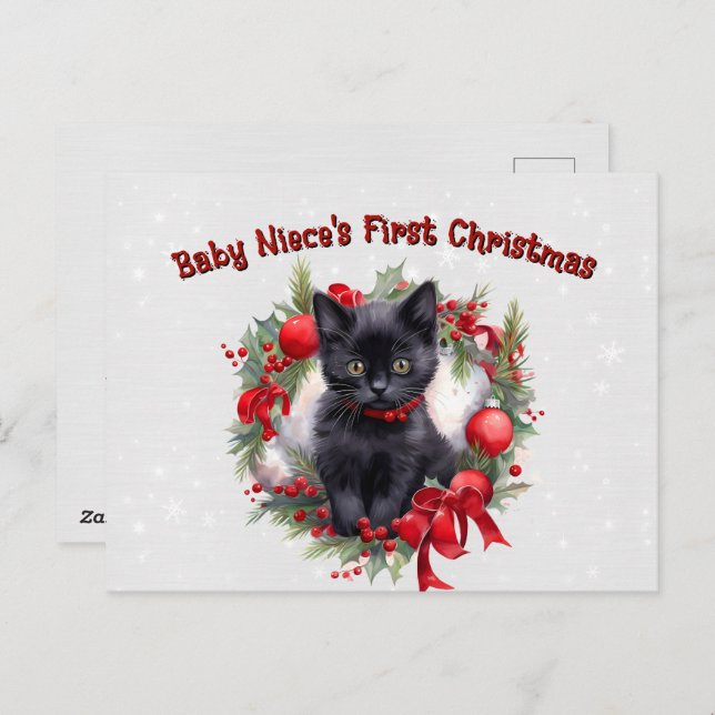 Carte postale de Noël de la première nièce de bébé (Devant / Derrière)