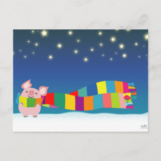 Carte postale de Noël de Little Pig