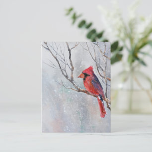 Carte postale de Noël de l'oiseau couleur de l'eau
