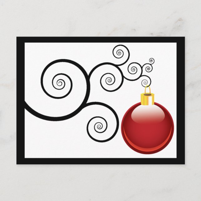 Carte postale de Noël de l'ornement rouge (Devant)