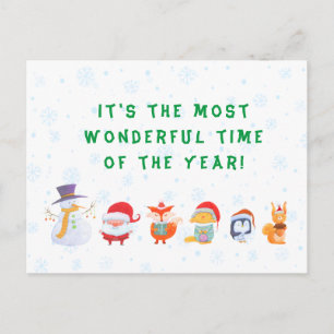 Carte postale de Noël de Père Noël et ses amis ani