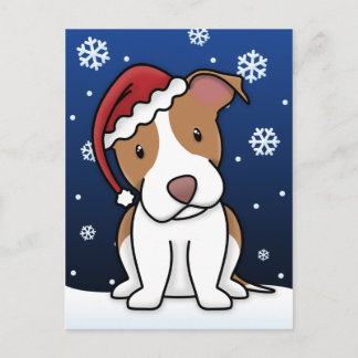 Carte postale de Noël de pitbull de Kawaii