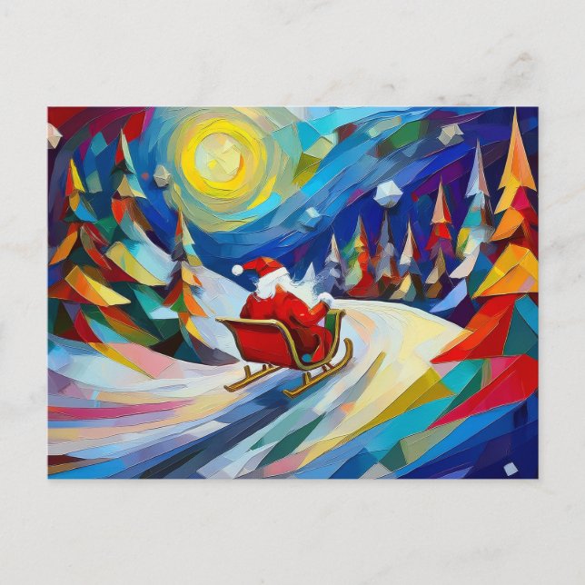 Carte postale de Noël de Santa cubiste (Devant)