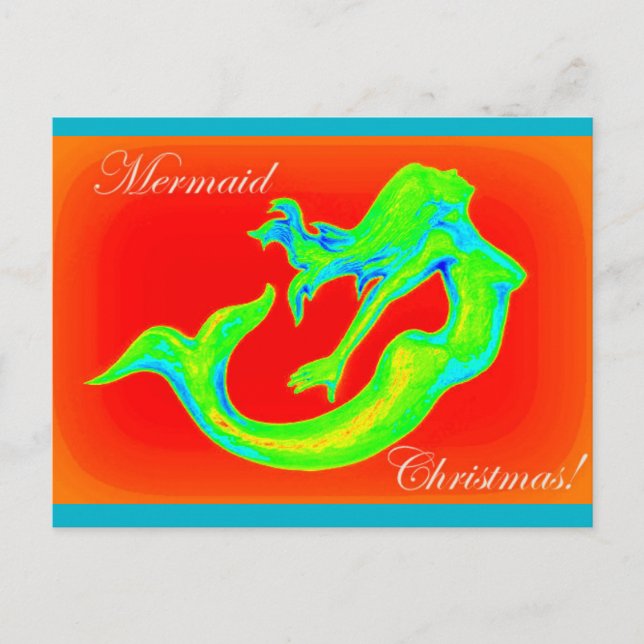 carte postale de noël de sirène (Devant)