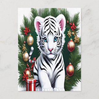 Carte postale de Noël de Tiger Blanc