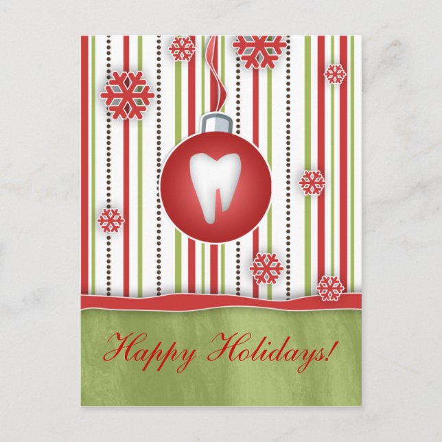 Carte postale de Noël dentaire Red Stripes (Devant)