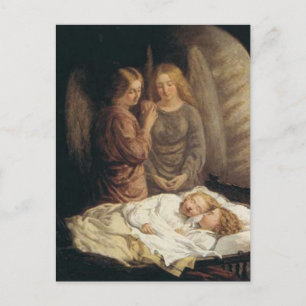 Carte postale de Noël des anges gardiens