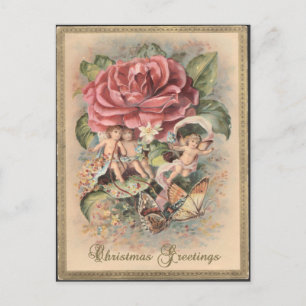 Carte postale de Noël des Roses et Cherubs victori