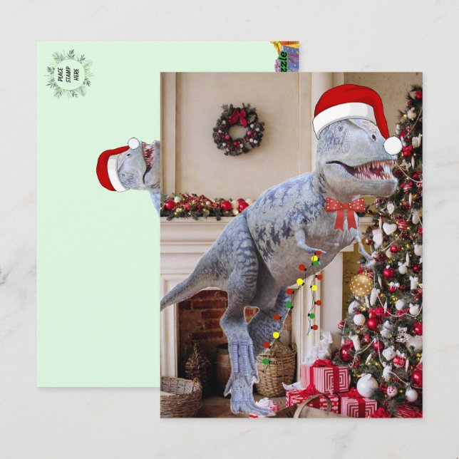 Carte postale de Noël Dinosaur (Devant / Derrière)