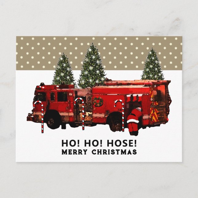 Carte postale de Noël drôle de pompier (Devant)