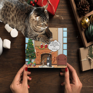 Carte postale de Noël drôle humour Bah Hum Cat Hol