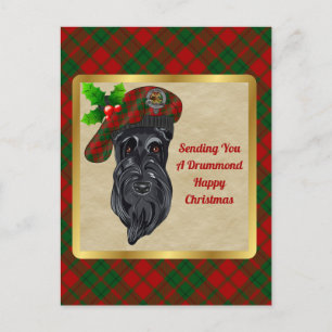 Carte postale de Noël Drummond Clan Badge & Tartan