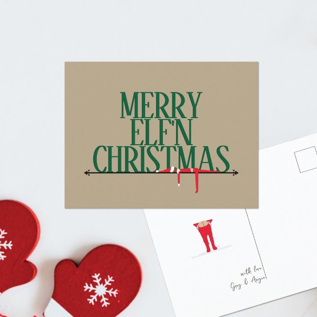 Carte postale de Noël Elf Shenanigans (Créateur téléchargé)